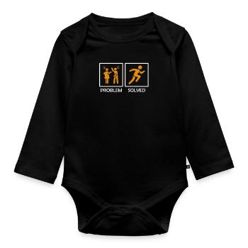 Drôle de running sport-motif de course cadeau hommes - Body Bébé bio manches longues - noir - Devant