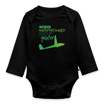 Gliding gliders - Organic Longsleeve Baby Bodysuit - black - Front