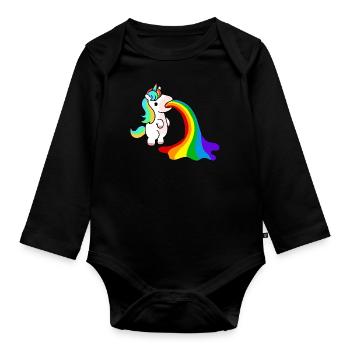 Kotzening Unicorn - Organic Longsleeve Baby Bodysuit - black - Front