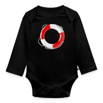 Rettungsring Boot - Baby Bio-Langarm-Body - Schwarz - Vorne