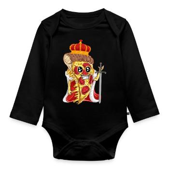 Pizza King Queen Partnerlook Cost partenaire équipe - Body Bébé bio manches longues - noir - Devant