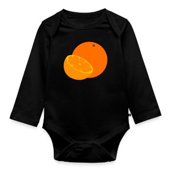 orange - Organic Longsleeve Baby Bodysuit - black - Front
