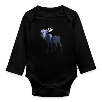 elk - Organic Longsleeve Baby Bodysuit - black - Front
