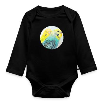 budgies - Organic Longsleeve Baby Bodysuit - black - Front