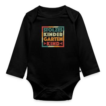 Kindergarten Kind Kindergartenkind - Baby Bio-Langarm-Body - Schwarz - Vorne