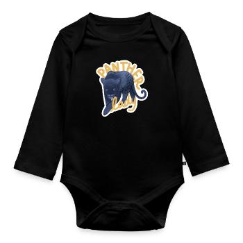 Hand gezeichnet eblack Panther Lady - Baby Bio-Langarm-Body - Schwarz - Vorne