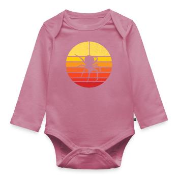 spider and sunset - nature and insect - Organic Longsleeve Baby Bodysuit - mauve - Front