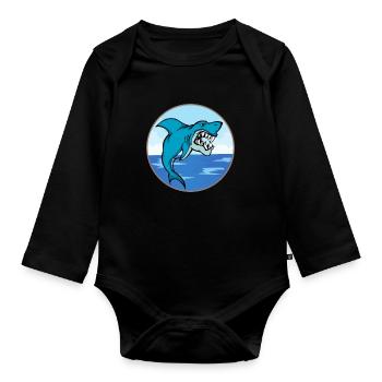 megalodon - Organic Longsleeve Baby Bodysuit - black - Front