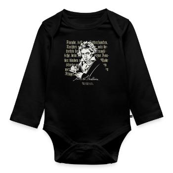 Beethoven 9. Symphonie Ode an die Freude - Baby Bio-Langarm-Body - Schwarz - Vorne