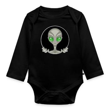 Grey Alien - Baby Bio-Langarm-Body - Schwarz - Vorne