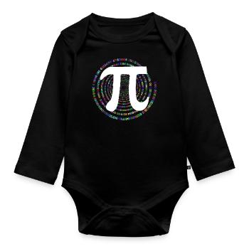 Pi, π, Zahl, Mathe, Mathematik, Day, Geometrie - Baby Bio-Langarm-Body - Schwarz - Vorne