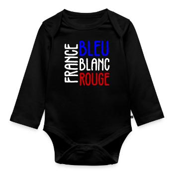 France bleu blanc rouge drapeau national - Body Bébé bio manches longues - noir - Devant