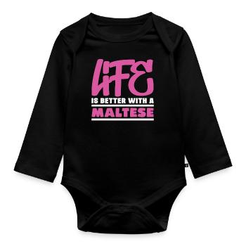 Das Leben ist mit einem malteser besser - Baby Bio-Langarm-Body - Schwarz - Vorne