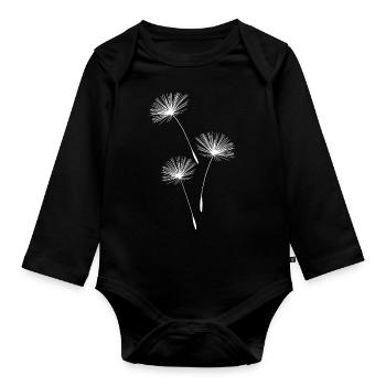 Pissenlit pissenlit fleurs - Body Bébé bio manches longues - noir - Devant