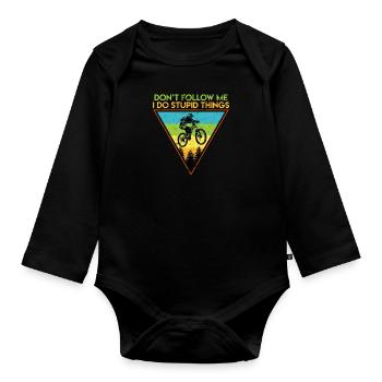 Downhill MTB Mountain Bike Cyclist Cyclist - Organic Longsleeve Baby Bodysuit - black - Front