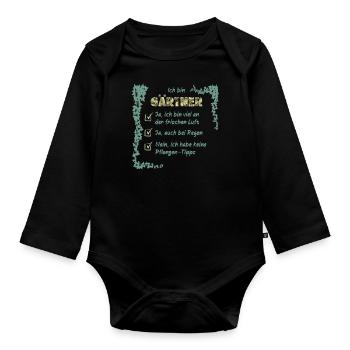 Gärtner - Baby Bio-Langarm-Body - Schwarz - Vorne