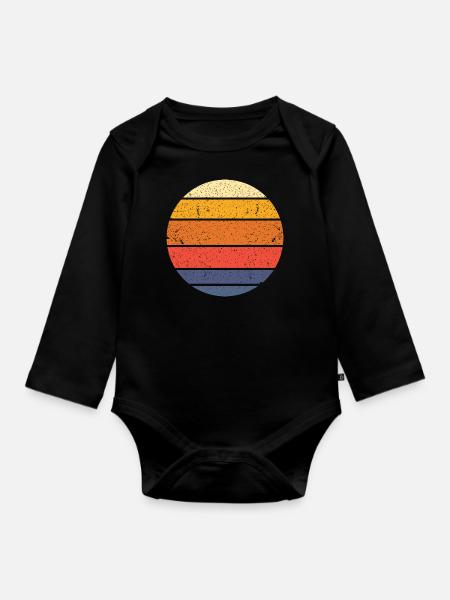 Circle vintage cool - Langærmet babybody, økologisk bomuld - sort