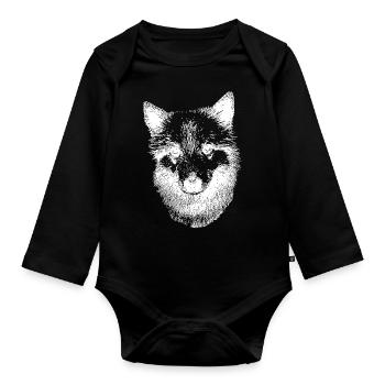 Iceland dog Icelandic Spitz - Organic Longsleeve Baby Bodysuit - black - Front
