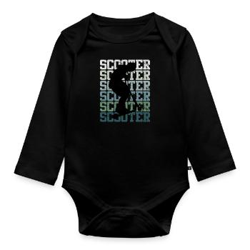 Scooter Roller Skater Schriftzug Skate Silhouette - Baby Bio-Langarm-Body - Schwarz - Vorne