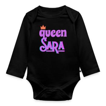 Sara queen - Body Bébé bio manches longues - noir - Devant