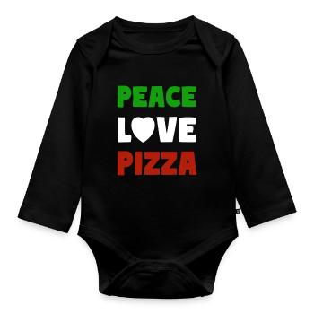PEACE LOVE PIZZA - Organic Longsleeve Baby Bodysuit - black - Front