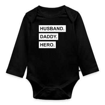 Husband Father Hero Father's Day Family Dad Dad - Organic Longsleeve Baby Bodysuit - black - Front