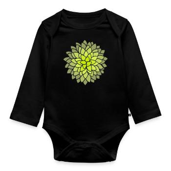 MUMS Flower Neon Flowers - Organic Longsleeve Baby Bodysuit - black - Front