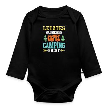 Letztes sauberes Campingshirt Camper Geschenk - Baby Bio-Langarm-Body - Schwarz - Vorne