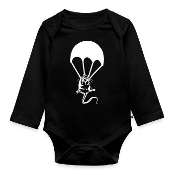 Rat parachute Graffiti Banksy Street Art - Body Bébé bio manches longues - noir - Devant