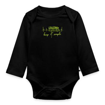 Motorhome Motorhome Heartbeat Heart Line - Organic Longsleeve Baby Bodysuit - black - Front