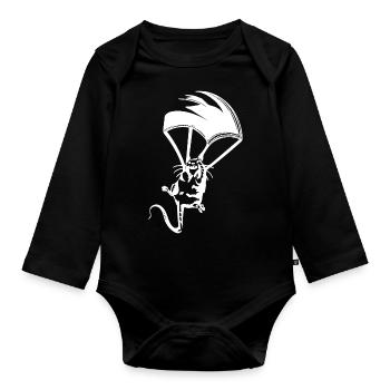 Rat parachute Graffiti Banksy Street Art - Body Bébé bio manches longues - noir - Devant