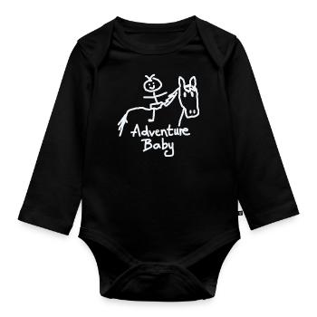 cheval blanc de chéri d’aventure - Body Bébé bio manches longues - noir - Devant