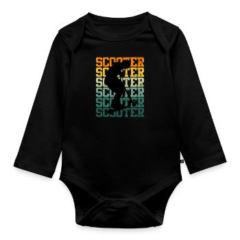 Scooter Geschenk Vintage Roller Skater Skatepark - Baby Bio-Langarm-Body - Schwarz - Vorne