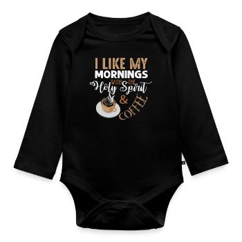 Kaffee am Morgen Heiliger Geist Frieden Ruhe - Baby Bio-Langarm-Body - Schwarz - Vorne