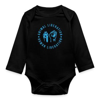 Animal liberation human gift plants vegan - Organic Longsleeve Baby Bodysuit - black - Front