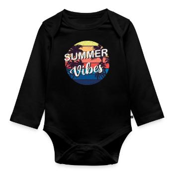 SUMMERVIBES / Summer Vibes - Organic Longsleeve Baby Bodysuit - black - Front
