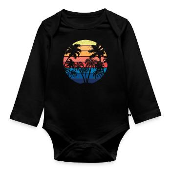Sunshine & Palm Trees - Holiday SUN - Baby Bio-Langarm-Body - Schwarz - Vorne