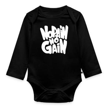 Gym Sport sport de musculation - Body Bébé bio manches longues - noir - Devant