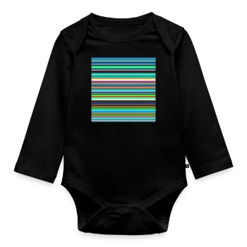Stripe pattern 270421 - Organic Longsleeve Baby Bodysuit - black - Front