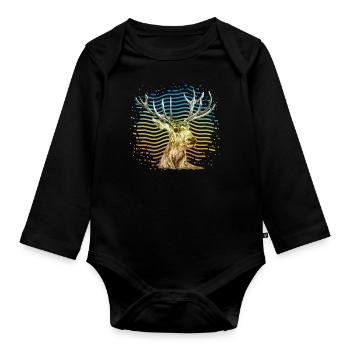 Hirsch - Baby Bio-Langarm-Body - Schwarz - Vorne