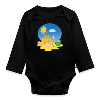 Sandburg sur la plage - Body Bébé bio manches longues - noir - Devant