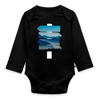 Montagnes Nature Guide de randonnée - Body Bébé bio manches longues - noir - Devant