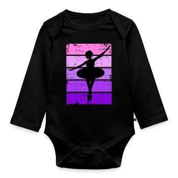 Ballerina Ballet Dancer Pink - Organic Longsleeve Baby Bodysuit - black - Front