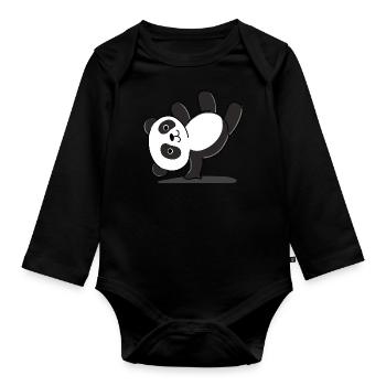 Panda Stand - Body Bébé bio manches longues - noir - Devant
