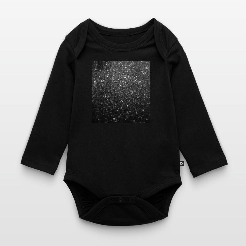 Funkelnder schwarzer Glitter Baby Bio-Langarm-Body