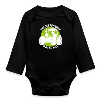 Treckerfahrer dürfen das Landwirt Geschenk - Baby Bio-Langarm-Body - Schwarz - Vorne