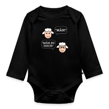 Lustige Unterhaltung MÄH Schafe Schaf mähen - Baby Bio-Langarm-Body - Schwarz - Vorne