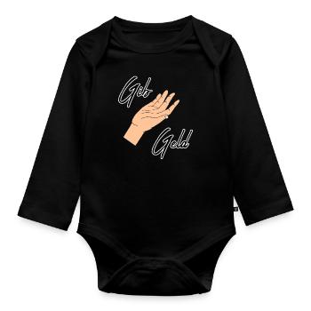 Gib Geld - Baby Bio-Langarm-Body - Schwarz - Vorne