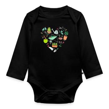 Jardinier jardinier - Body Bébé bio manches longues - noir - Devant