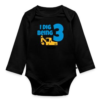 Bagger anniversaire 3 ans - Body Bébé bio manches longues - noir - Devant